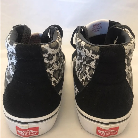 Vans SK8- Hi Slim Cheetah Print Suede Skate Shoes Black/ Grey M9/ W10.5 - Picture 5 of 13